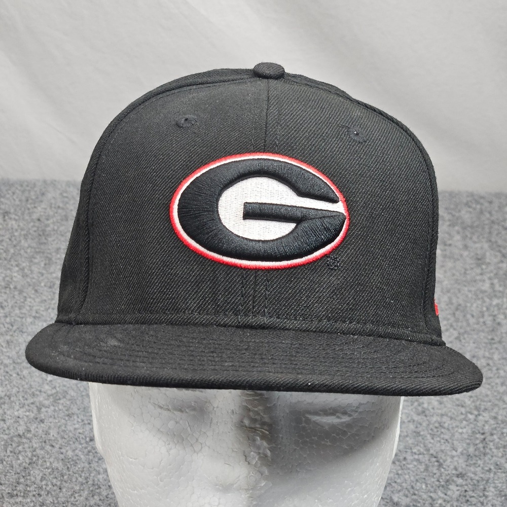 Georgia Bulldogs New Era Hat Mens 6 7/8 Black 59FIFTY Fitted UGA Logo Cap NCAA